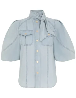 Acacia Denim Lantern Blouse