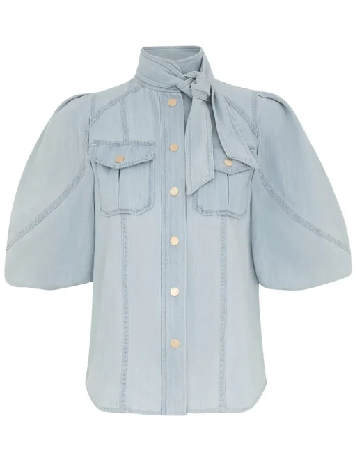 Acacia Denim Lantern Blouse