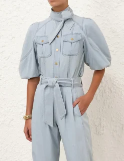 Acacia Denim Lantern Blouse