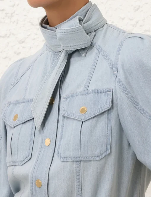 Acacia Denim Lantern Blouse