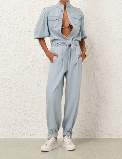 Acacia Denim Lantern Blouse