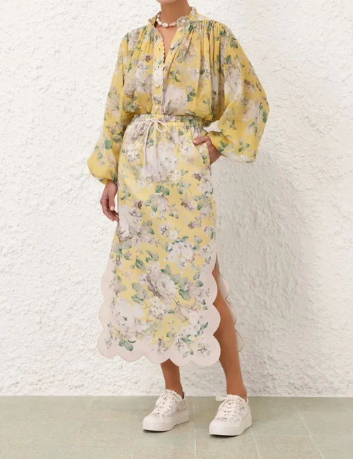 Acacia Scallop Midi Skirt