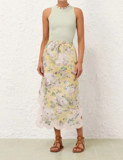 Acacia Scallop Midi Skirt