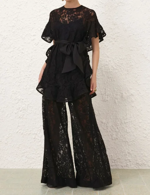 Crush Belted Lace Pant