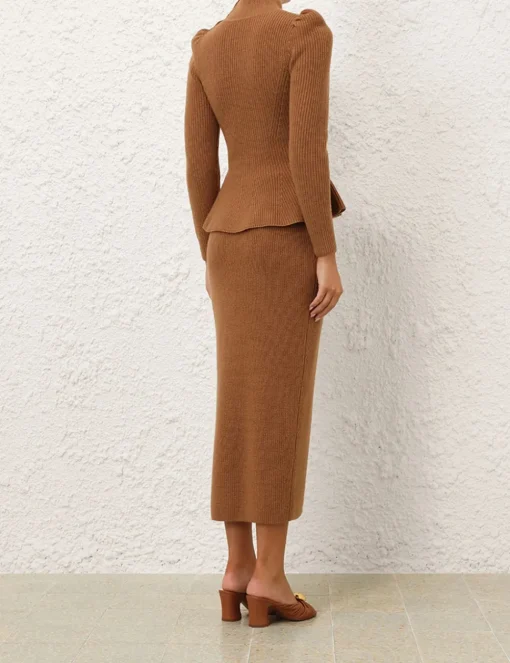 Crush Buttoned Tube Midi Skirt