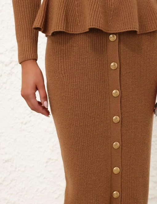 Crush Buttoned Tube Midi Skirt