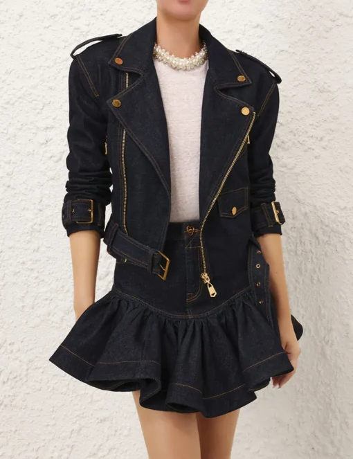 Crush Denim Biker Jacket
