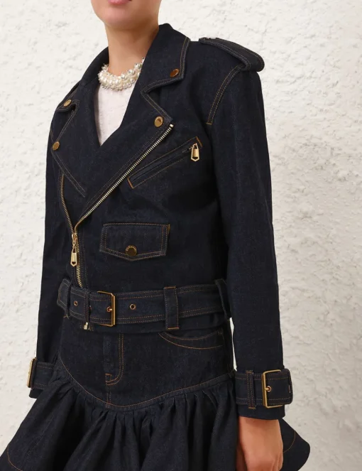 Crush Denim Biker Jacket