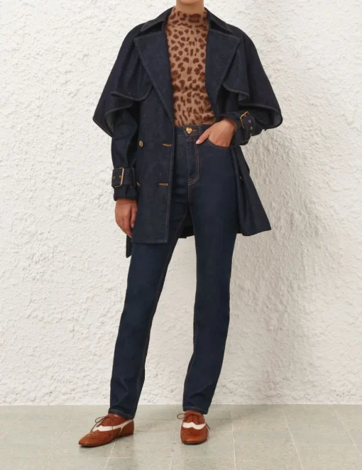 Crush Denim Trench Coat