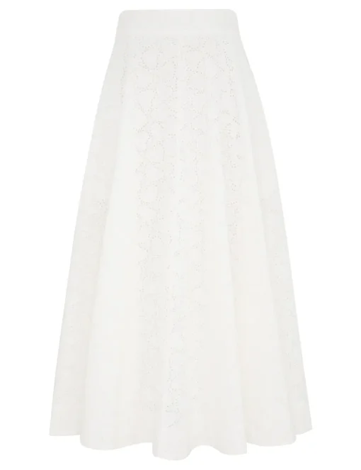 Crush Embroidered Midi Skirt
