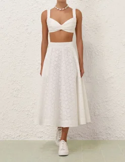 Crush Embroidered Midi Skirt