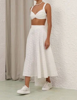Crush Embroidered Midi Skirt
