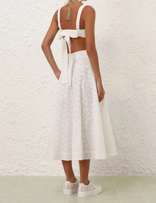 Crush Embroidered Midi Skirt