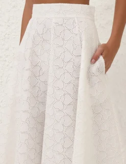 Crush Embroidered Midi Skirt