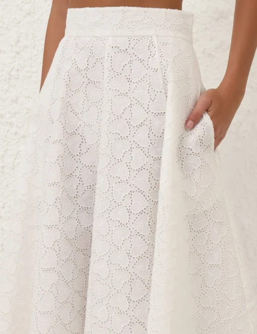 Crush Embroidered Midi Skirt