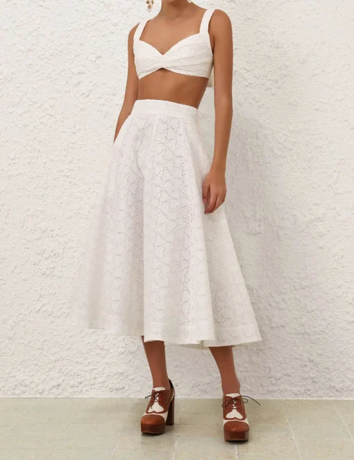 Crush Embroidered Midi Skirt