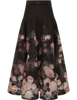 Crush Flared Midi Skirt