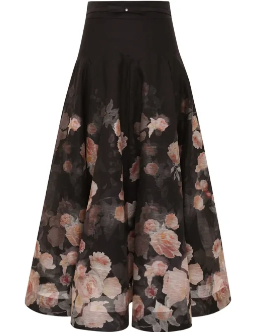 Crush Flared Midi Skirt