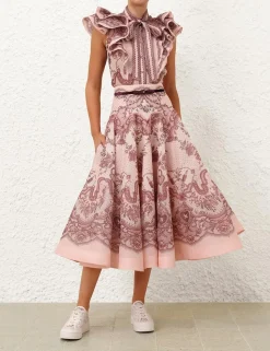 Crush Flared Midi Skirt