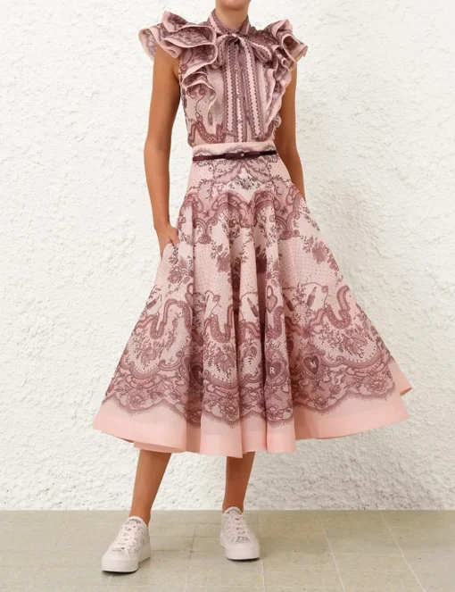 Crush Flared Midi Skirt