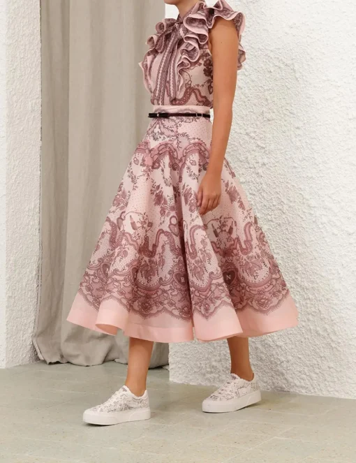 Crush Flared Midi Skirt