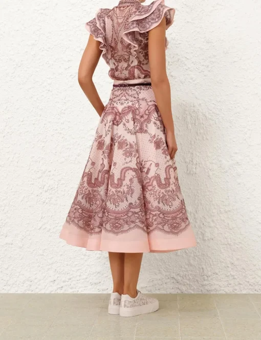 Crush Flared Midi Skirt