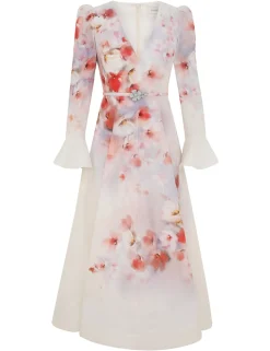 Crush Frill Sleeved Midi Dress