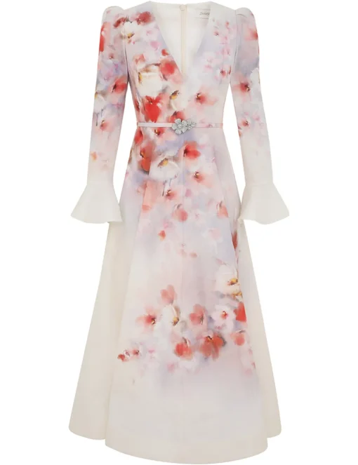 Crush Frill Sleeved Midi Dress