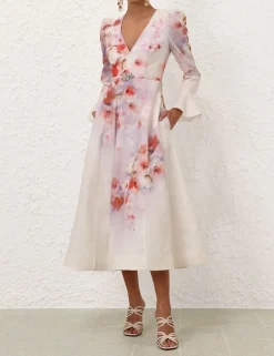 Crush Frill Sleeved Midi Dress
