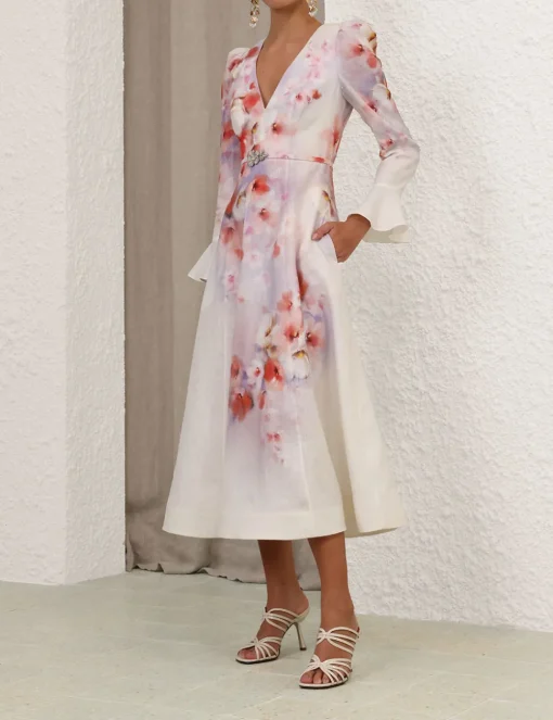 Crush Frill Sleeved Midi Dress