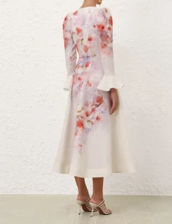 Crush Frill Sleeved Midi Dress