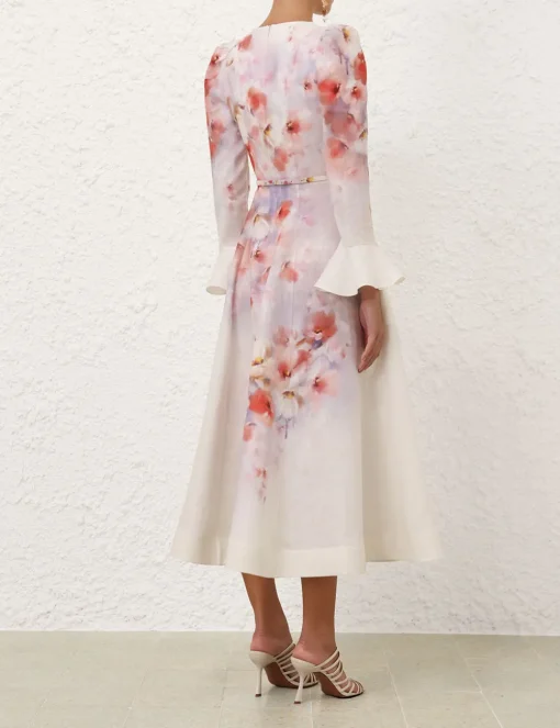Crush Frill Sleeved Midi Dress