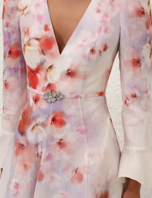 Crush Frill Sleeved Midi Dress