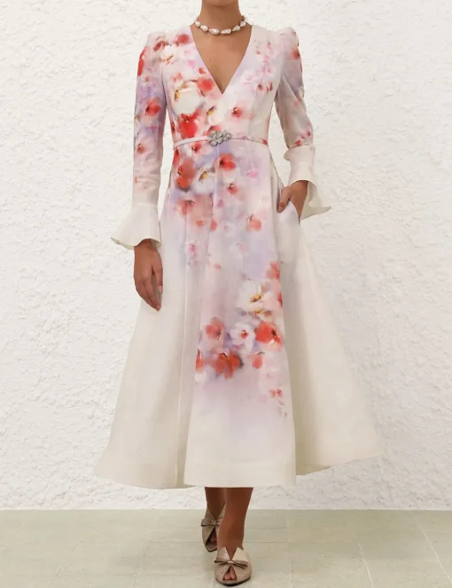 Crush Frill Sleeved Midi Dress