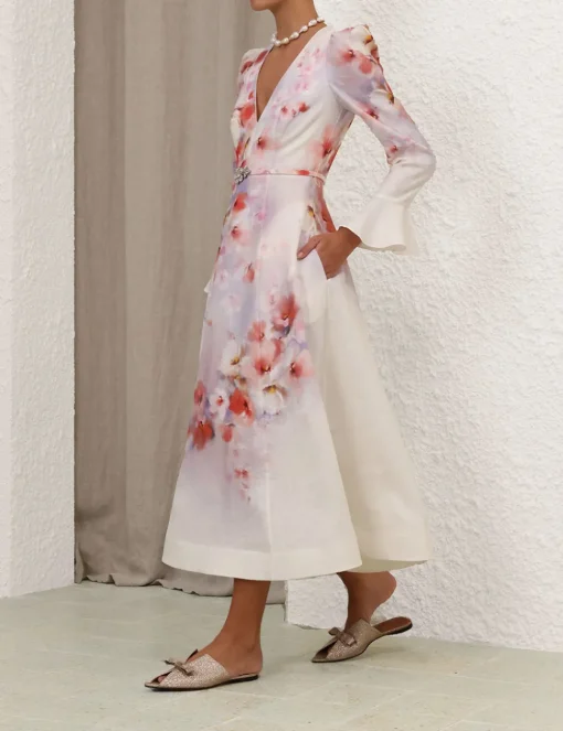 Crush Frill Sleeved Midi Dress