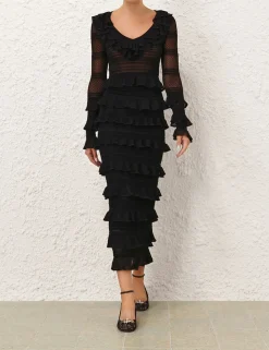 Crush Frilled Midi Skirt