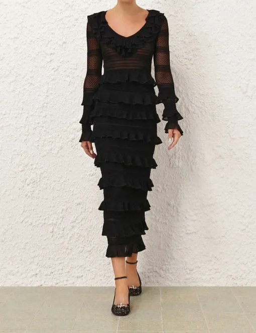 Crush Frilled Midi Skirt