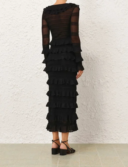 Crush Frilled Midi Skirt