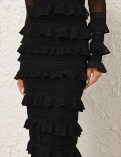 Crush Frilled Midi Skirt