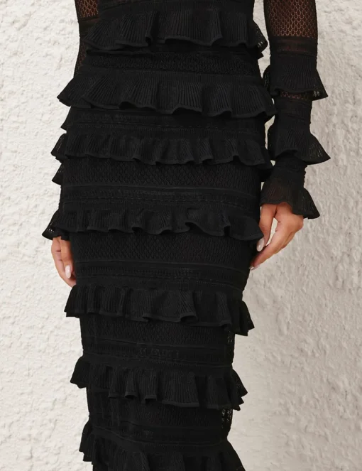 Crush Frilled Midi Skirt