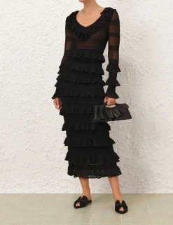 Crush Frilled Midi Skirt