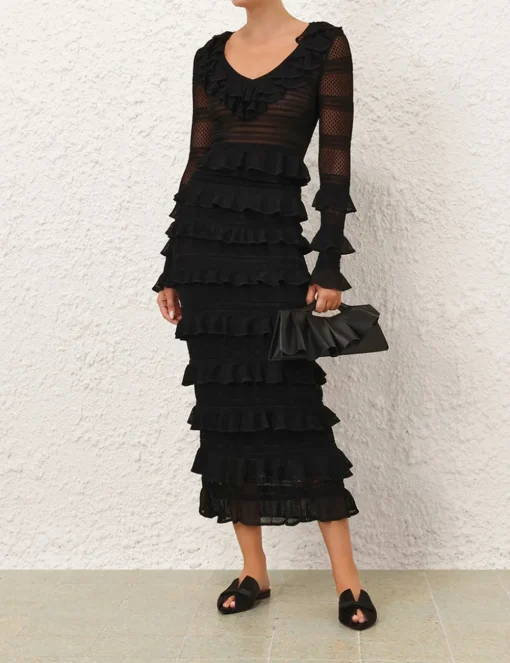 Crush Frilled Midi Skirt