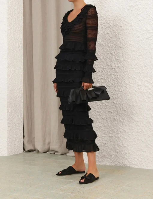 Crush Frilled Midi Skirt
