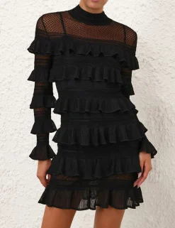 Crush High Neck Frilled Mini