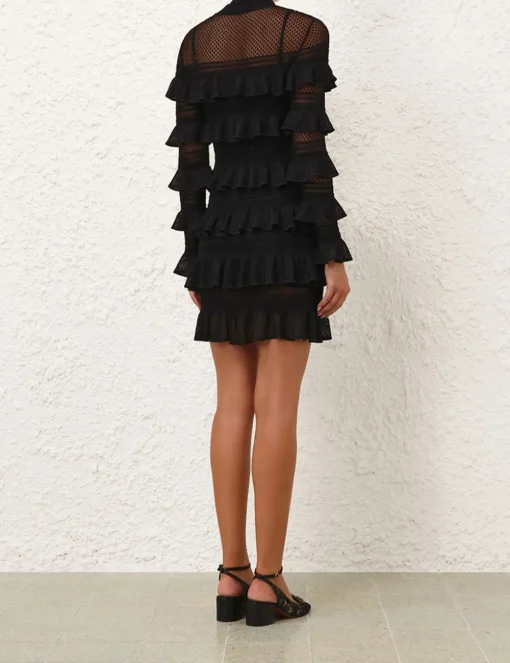 Crush High Neck Frilled Mini