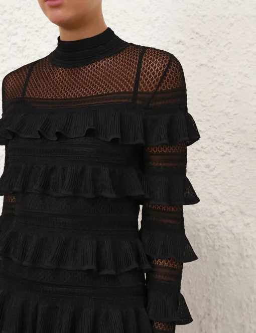 Crush High Neck Frilled Mini