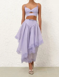 Crush Lace Trim Skirt