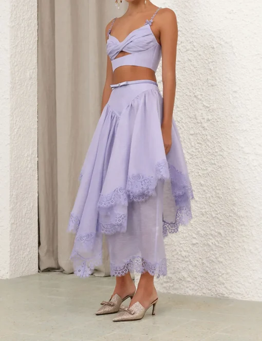 Crush Lace Trim Skirt