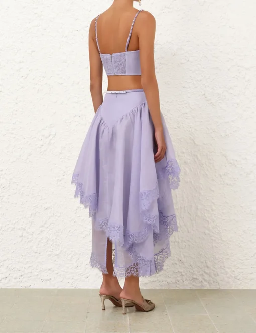 Crush Lace Trim Skirt