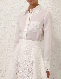 Crush Ramie Embroidered Shirt
